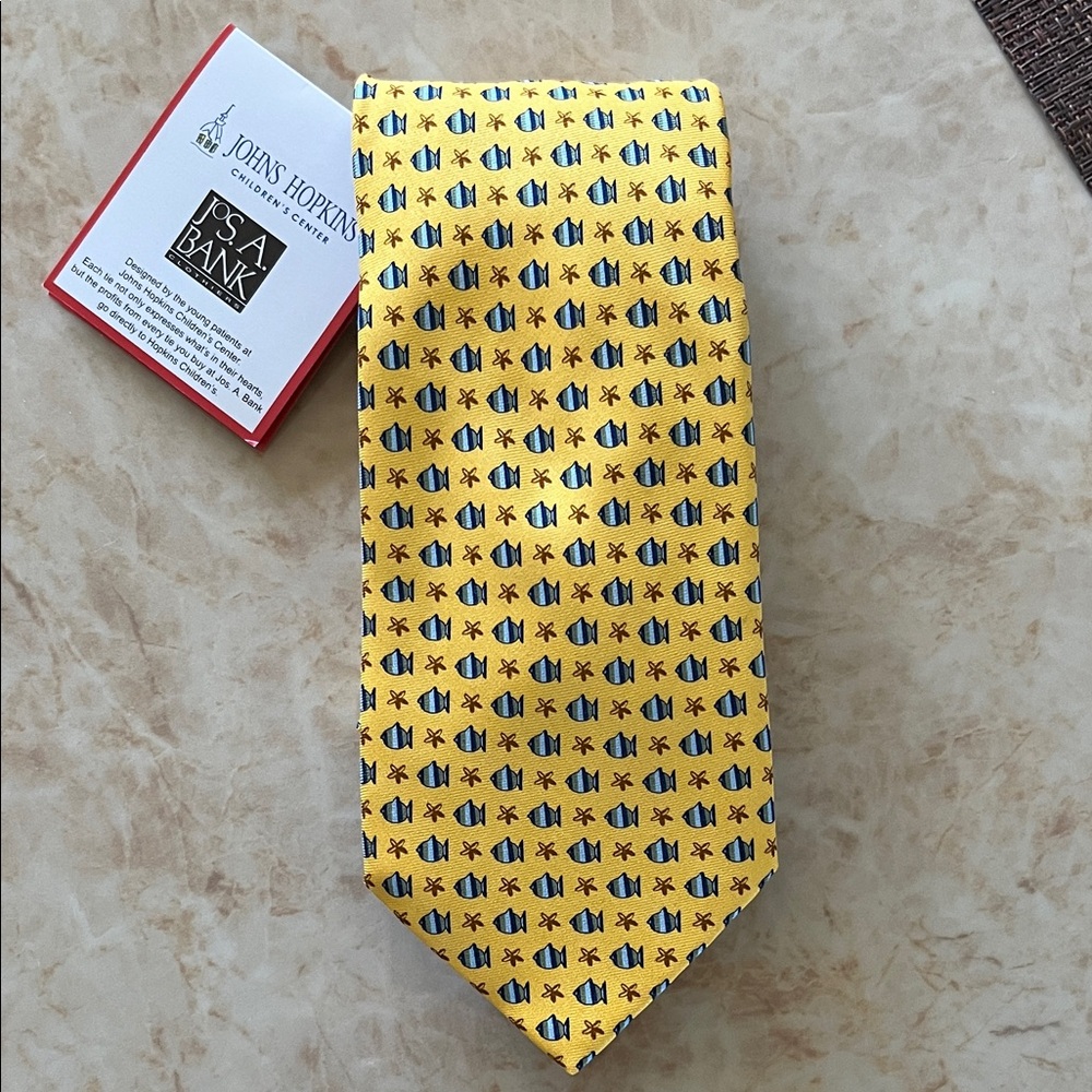 Jos. A. Bank Yellow and Blue Geometric Tie